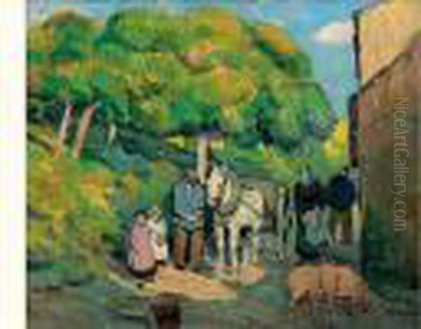 La Rue Du Village Oil Painting by Pierre De Belay