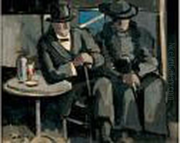 Terrasse De Cafe Oil Painting by Pierre De Belay