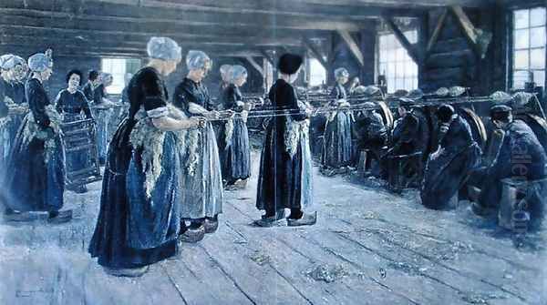 Spinning Workshop in Laren, 1889 Oil Painting by Max Liebermann