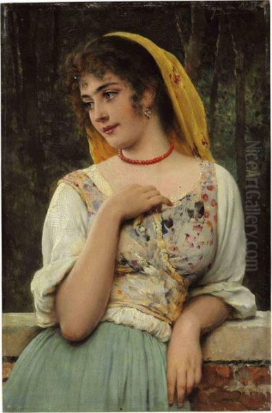 A Pensive Beauty Oil Painting by Eugene de Blaas