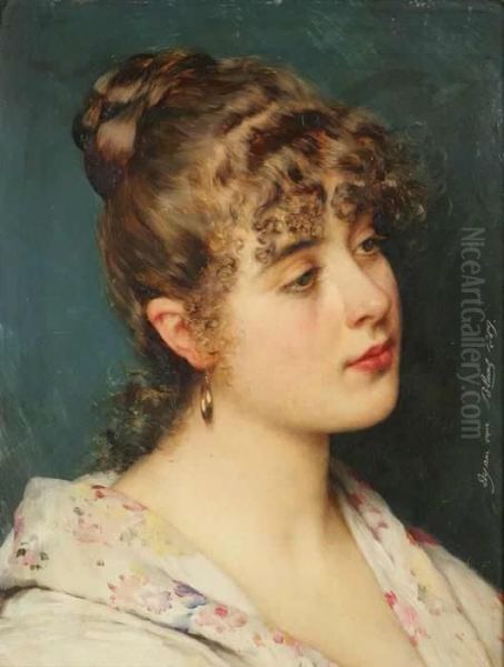 A Portrait Of A Young Lady Oil Painting by Eugene de Blaas