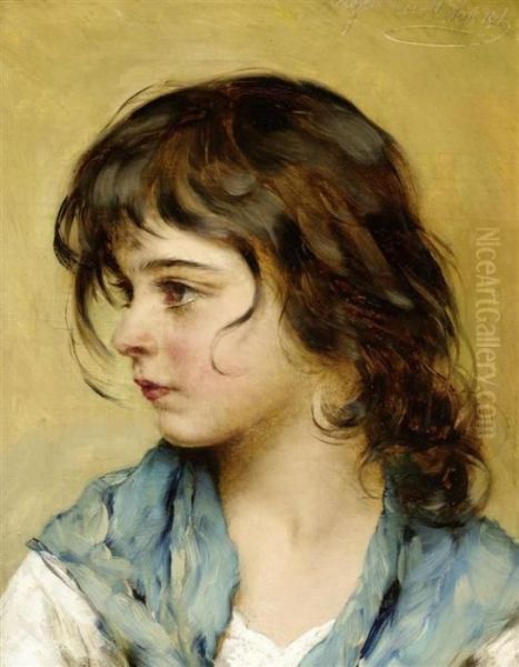 Portrait Of A Girl Oil Painting by Eugene de Blaas