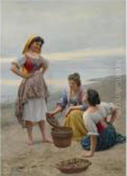 The Clam Diggers Oil Painting by Eugene de Blaas