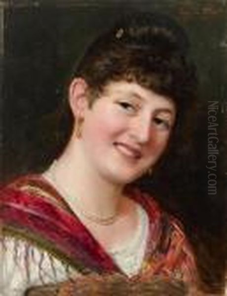 Portrait Einer Lachenden Dame Oil Painting by Eugene de Blaas