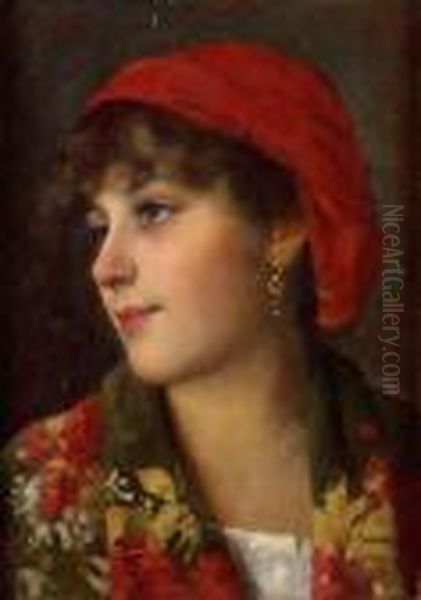 Volto Di Giovane Popolana Oil Painting by Eugene de Blaas