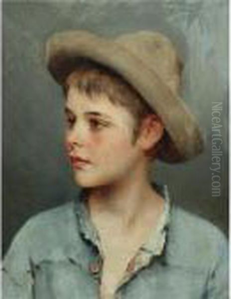 His New Hat Oil Painting by Eugene de Blaas