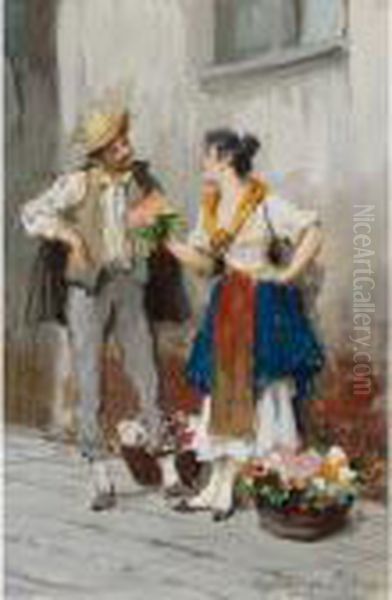 The Flower Girl Oil Painting by Eugene de Blaas