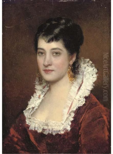 Portrait Of A Young Woman Oil Painting by Eugene de Blaas