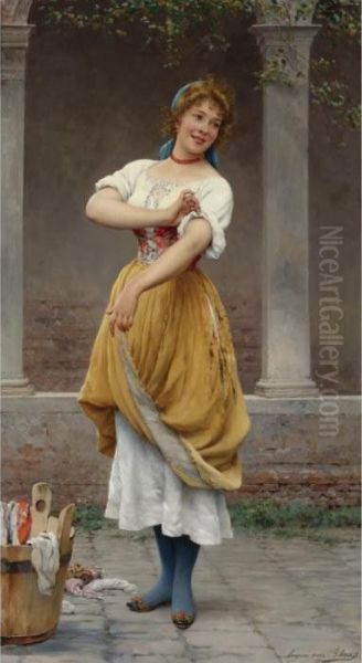 The Happy Laundress Oil Painting by Eugene de Blaas