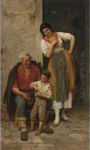 Grandfather's Pipe Oil Painting by Eugene de Blaas