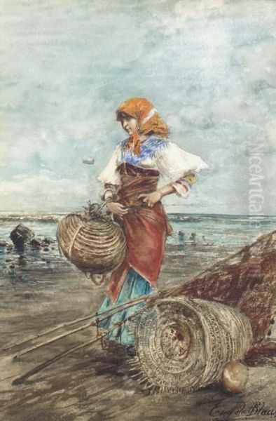 Gathering Cockles On The Seashore Oil Painting by Eugene de Blaas