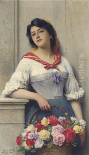 The Flower Girl Oil Painting by Eugene de Blaas