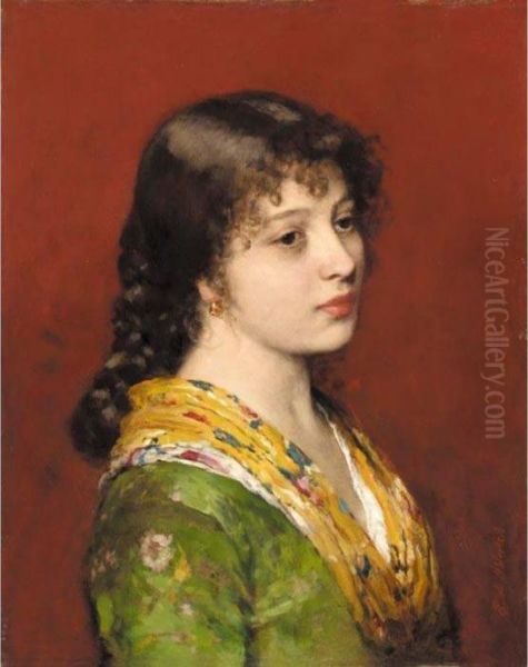 The Yellow Shawl Oil Painting by Eugene de Blaas