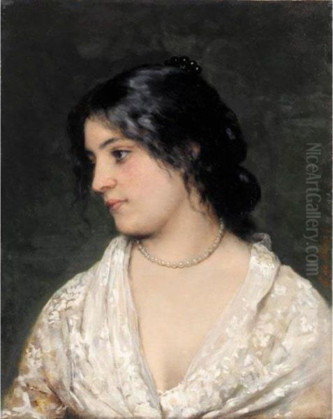 The Pearl Necklace Oil Painting by Eugene de Blaas