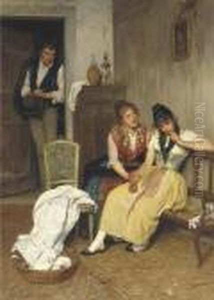 After The Quarrel Oil Painting by Eugene de Blaas