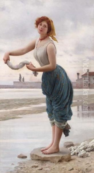 La Lavandiere Oil Painting by Eugene de Blaas