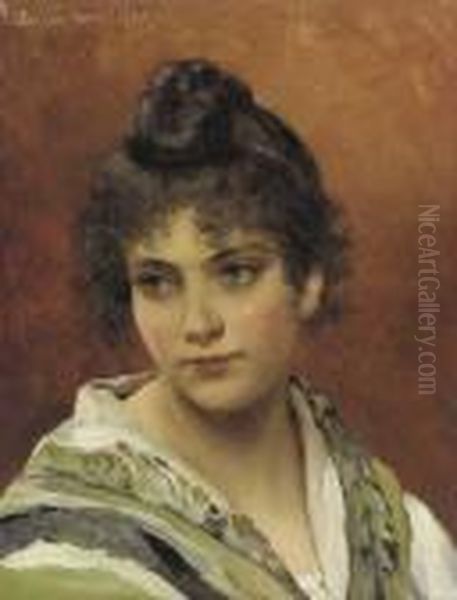 A Young Beauty Oil Painting by Eugene de Blaas