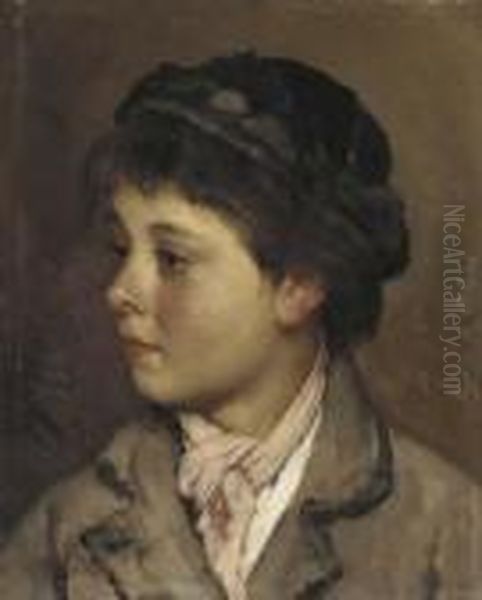 Head Of A Young Boy Oil Painting by Eugene de Blaas