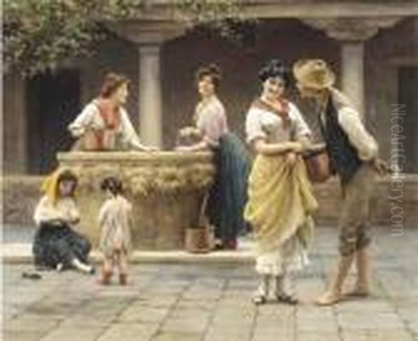 Gossiping At The Well Oil Painting by Eugene de Blaas