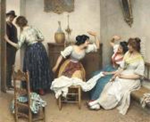 The New Suitor Oil Painting by Eugene de Blaas