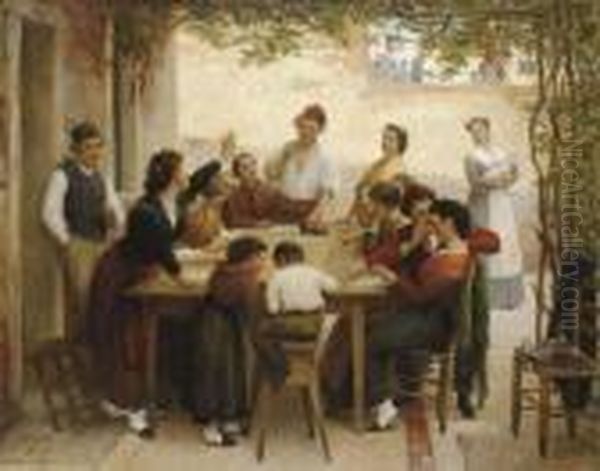 La Tombola Oil Painting by Eugene de Blaas