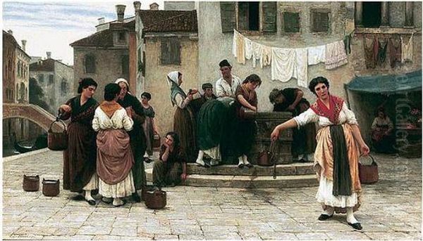 Am Brunnen (at The Well) Oil Painting by Eugene de Blaas