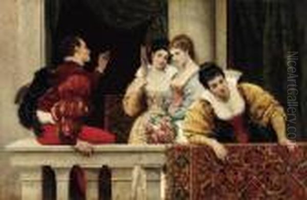 On The Balcony Oil Painting by Eugene de Blaas