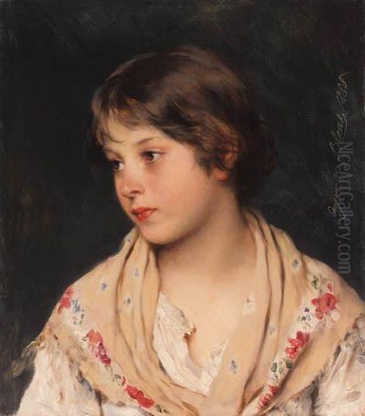 Portrait Of A Girl Oil Painting by Eugene de Blaas