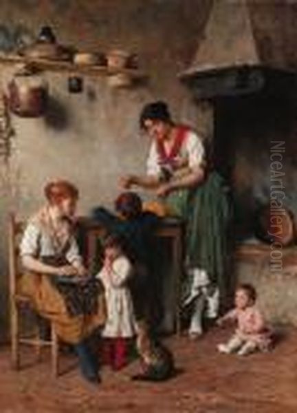 A Helping Hand Oil Painting by Eugene de Blaas