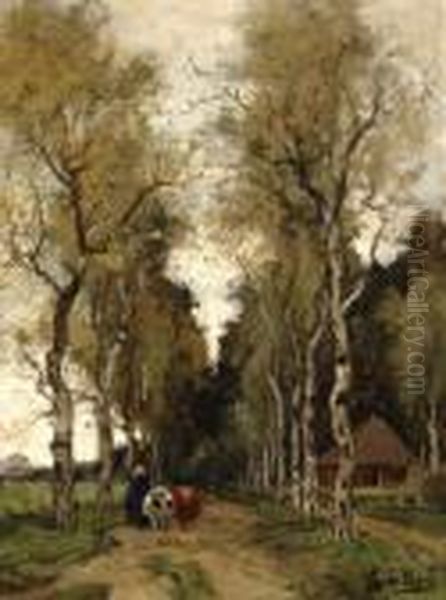 Country Road Oil Painting by Theophile Emile Achille De Bock