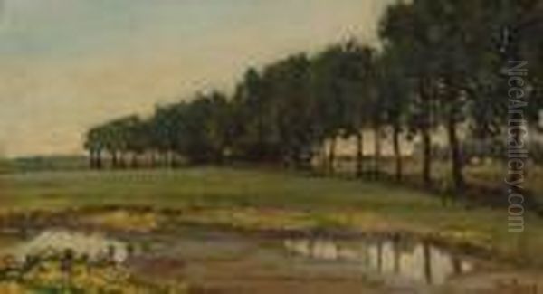 Landscape Oil Painting by Theophile Emile Achille De Bock