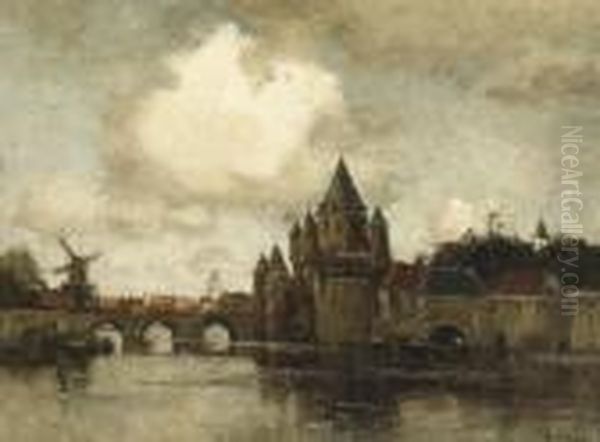 The Kleine Houtpoort, Haarlem Oil Painting by Theophile Emile Achille De Bock