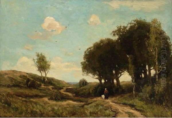 Landscape Near Renkum Oil Painting by Theophile Emile Achille De Bock