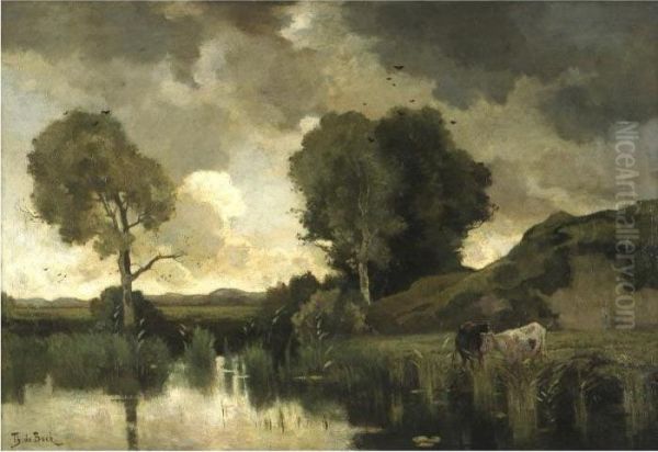 Oncoming Storm Oil Painting by Theophile Emile Achille De Bock