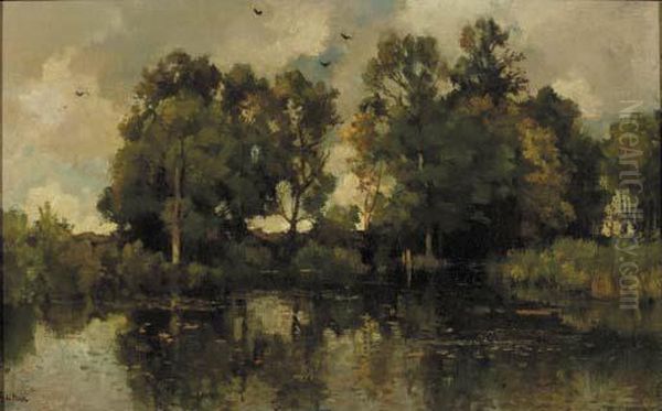 Autumn Reflections Oil Painting by Theophile Emile Achille De Bock