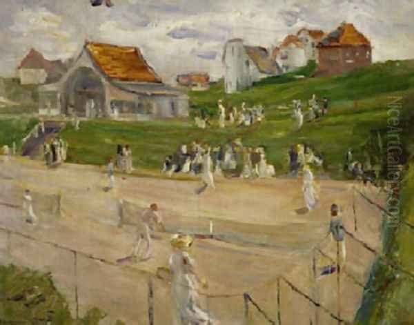 Tennis Court with Players Oil Painting by Max Liebermann