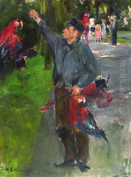 Parrot Man Oil Painting by Max Liebermann