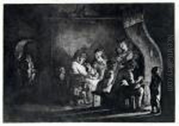 Bauernfamilie Am Kamin Oil Painting by Jean-Jacques De Boissieu