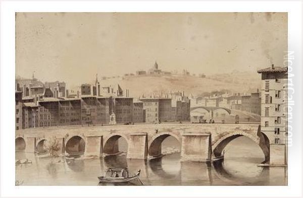 Le Pont Du Change A Lyon Oil Painting by Jean-Jacques De Boissieu