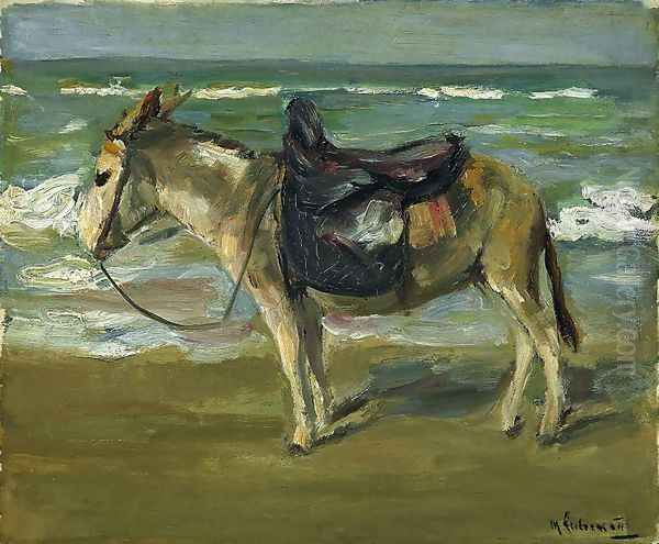 Reitesel am Strand Oil Painting by Max Liebermann