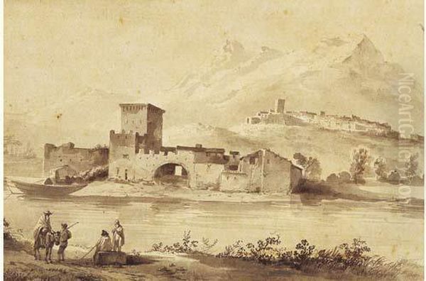 Vue De Garigliano. Oil Painting by Jean-Jacques De Boissieu