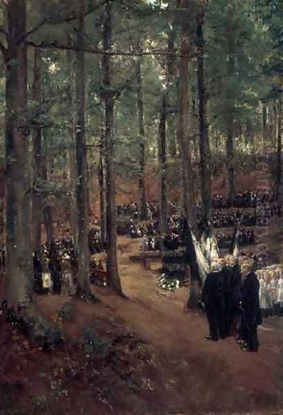 Memorial Service for Kaiser Friedrich at Kösen Oil Painting by Max Liebermann