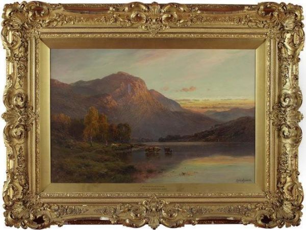 Near Inversnaid, Loch Lomond Oil Painting by Alfred de Breanski