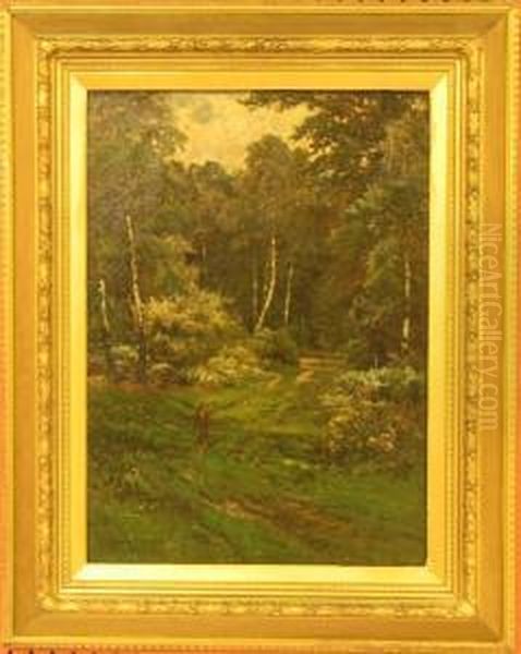 Forest Scene Offigure In The Forest Oil Painting by Alfred de Breanski