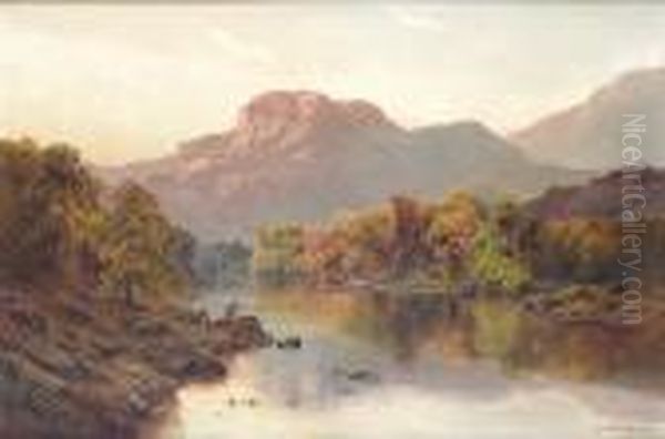 Fishermen And Cattle, Betts-y-coed Oil Painting by Alfred de Breanski