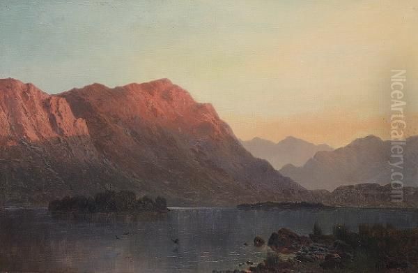 Sunset In The Highlands Oil Painting by Alfred de Breanski