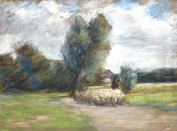 Landschaft mit Schafherde Oil Painting by Max Liebermann