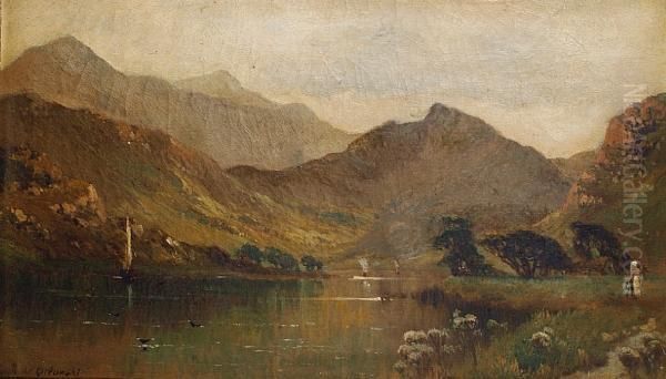 A Loch Landscape Oil Painting by Alfred de Breanski