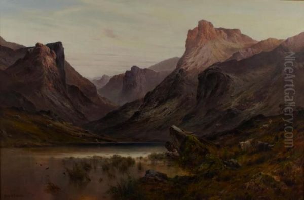 The Black Pool, Pass Of Glencoe Oil Painting by Alfred de Breanski