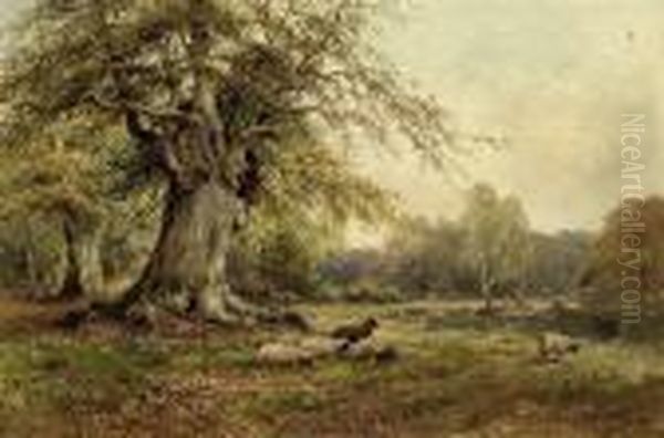 Burnham Beeches In September Oil Painting by Alfred de Breanski